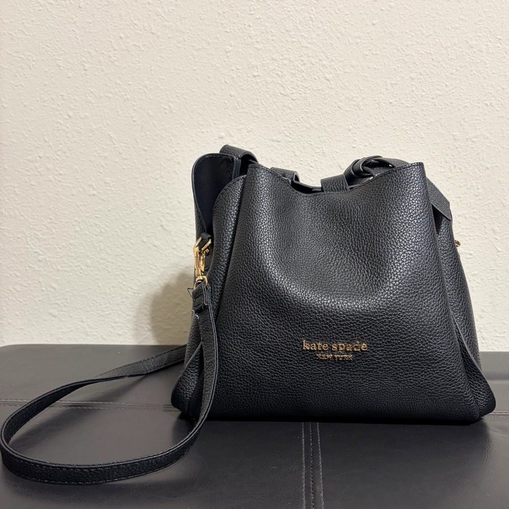kate spade New York Black Pebbled Leather Crossbody Tote
